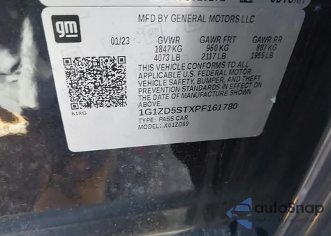 2023 Chevrolet Malibu Fwd 1Lt z USA, uszkodzony, nr VIN 1G1ZD5STXPF161780